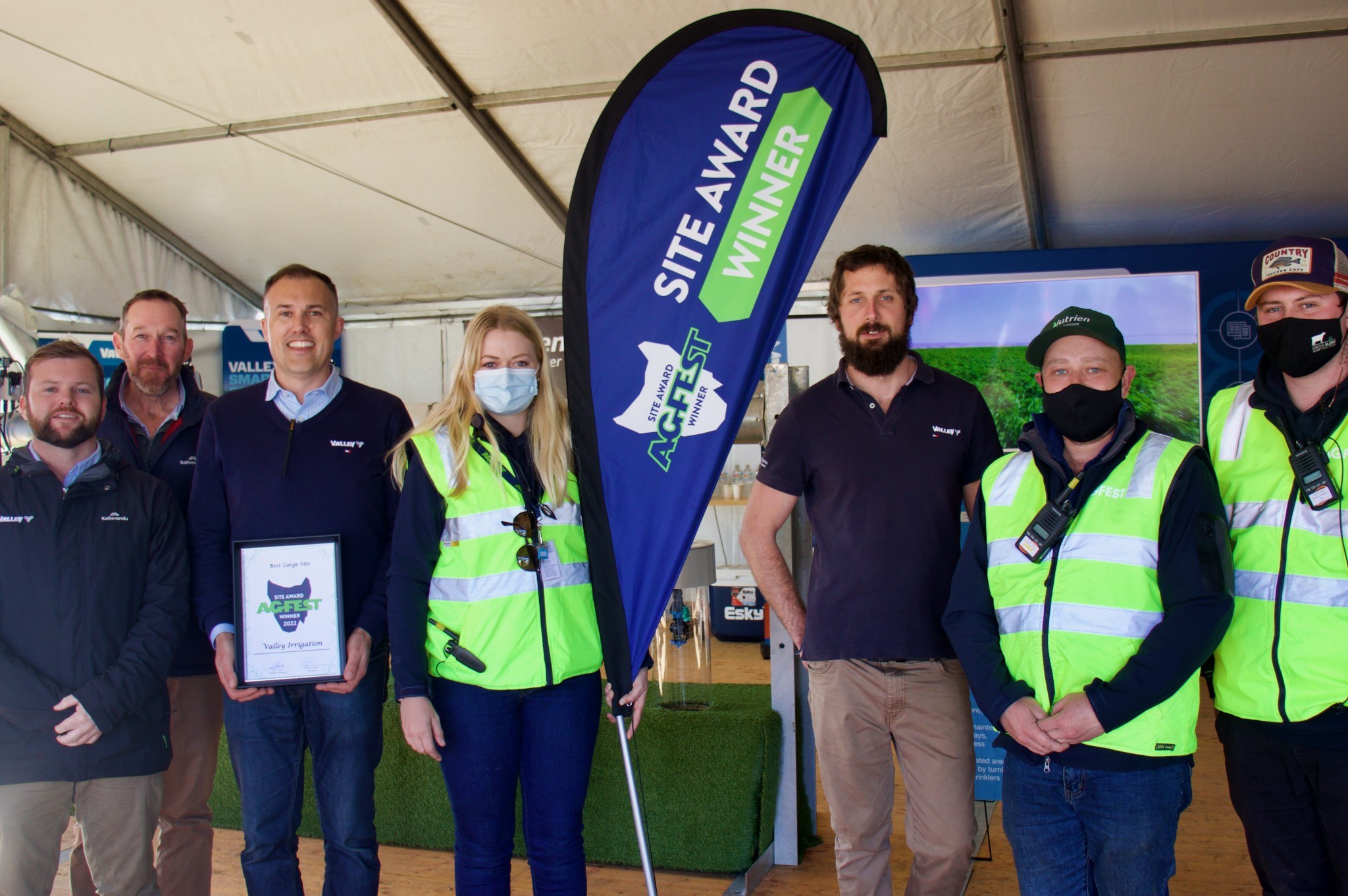 The Valley irrigation team are presented their site award, AGFEST, 2022